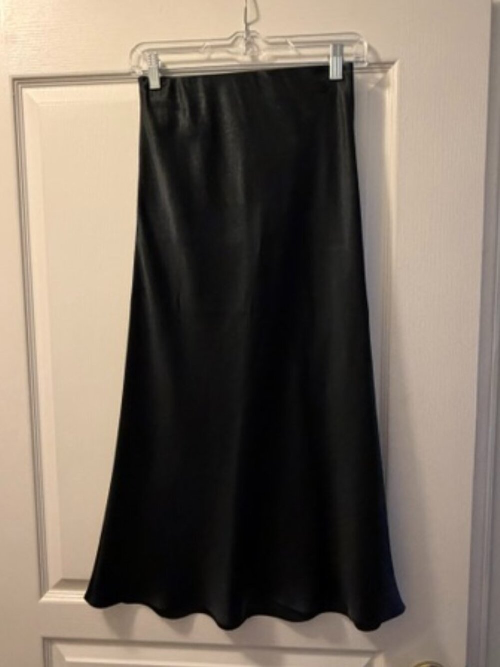 Babaton by Aritzia black silk midi skirt; size 4